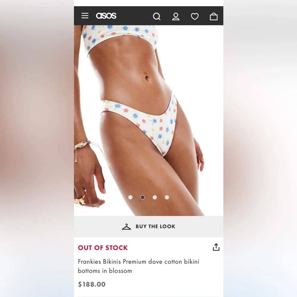 NWT Frankies Bikinis Premium dove cotton bikini bottoms in blossom Size XS